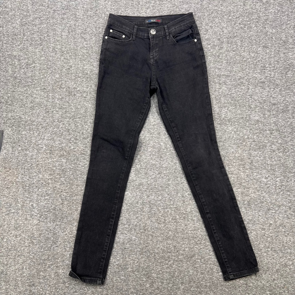 Red‎ & Blue Denim Womens Black Skinny Jeans Size 1/2 Mid Rise Stretch 5-Pocket